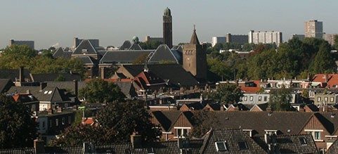 A view of the rooftops in a city